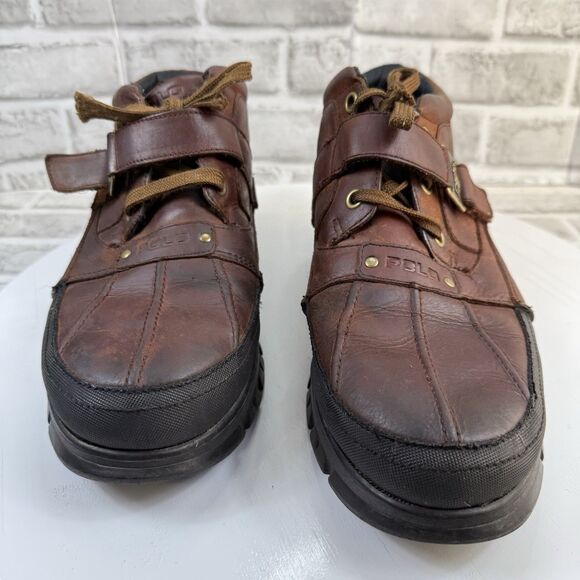 Polo Ralph Lauren Men's Size 10.5 Dover III Brown Leather Buckle Duck Boots - Picture 2 of 9